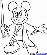 Mickey Jedi Coloring Drawing Draw Wars Star Mouse Pages Disney Outline Step Drawings Characters Getdrawings Cartoon Tattoo Clipartmag Choose Board sketch template