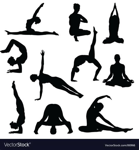 yoga poses silhouettes royalty  vector image