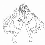 Miku Hatsune Vocaloid sketch template