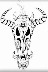 Coloring Demon Satanic Moose Animals Skull Choose Board sketch template