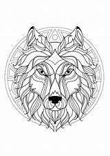 Mandala Wolf Coloring Mandalas Head Pages sketch template