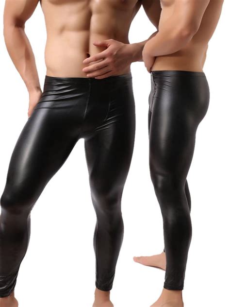 2019 Fashion Mens Black Faux Leather Pants Long Trousers