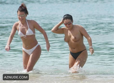 jessie wallace topless with female friends in the carribean aznude