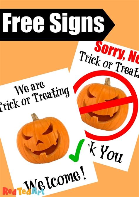 trick  treating sign   red ted art