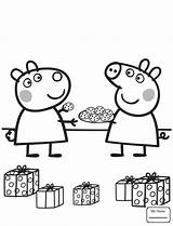 Peppa Pig Coloring Pages Suzy Printable Gives Cookies Colouring Christmas Color Sheets Drawing Super Family Characters Kids Supercoloring Template Do sketch template