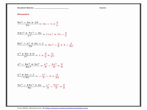 dividing polynomials long division worksheet
