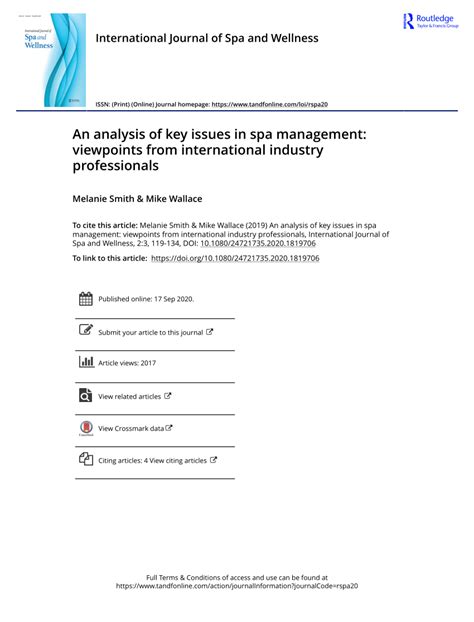 analysis  key issues  spa management viewpoints