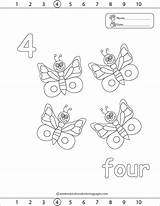 Coloring Number Pages Numbers Kids Worksheets Printable Butterfly Preschool sketch template