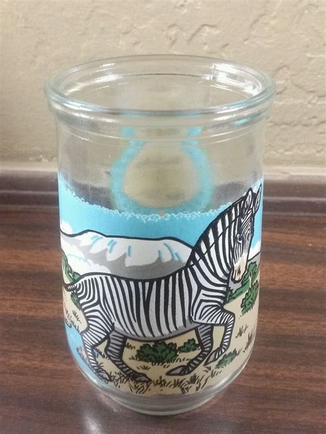 Vintage Glass Welch S Jelly Jar Grevy S Zebra Endangered Species
