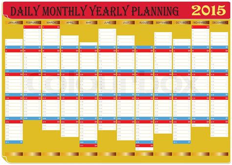 daily monthly yearly planning chart year  stock vector colourbox