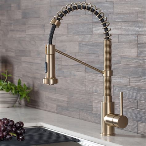 kraus bolden single handle   commercial kitchen faucet  dual function pull