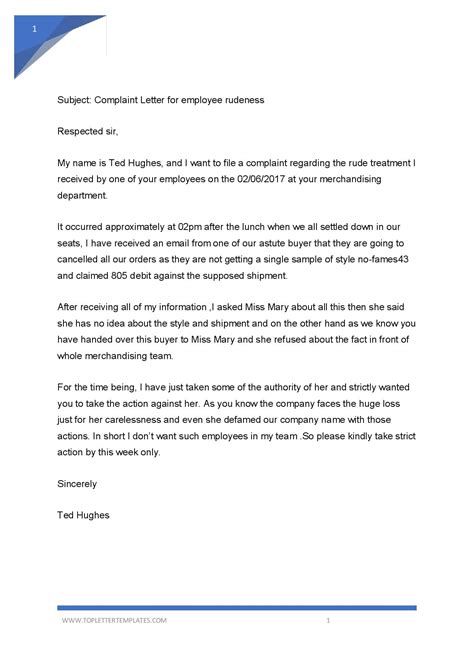letter  complaint  employer collection letter template collection