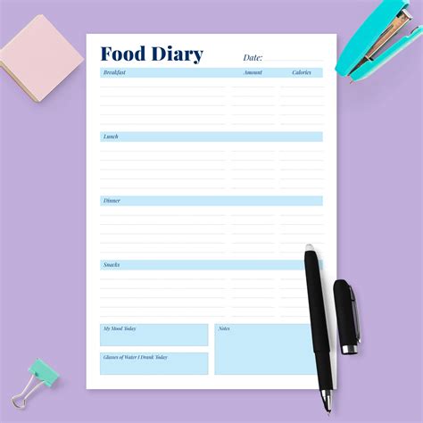 daily food tracker template printable