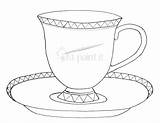 Tea Teacup Printable Wonderland Alice Template Drawing Cup Pages Teapot Coloring Party Spoon Printables Paint Just Mug Getdrawings sketch template
