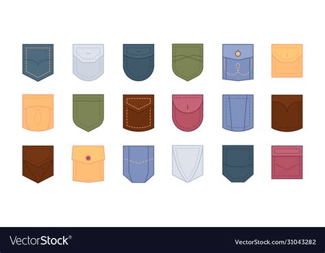 patch pocket set design colored pockets  vector image