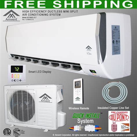 buy amvent  btu  ton ductless wall mount mini split room air conditioner ac