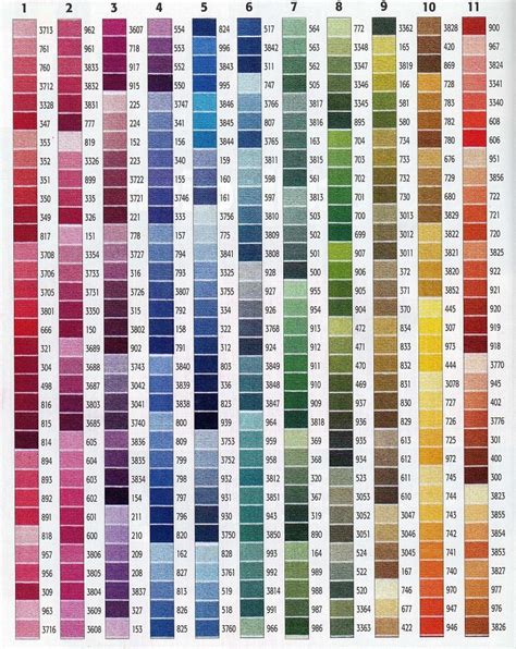 printable dmc color chart