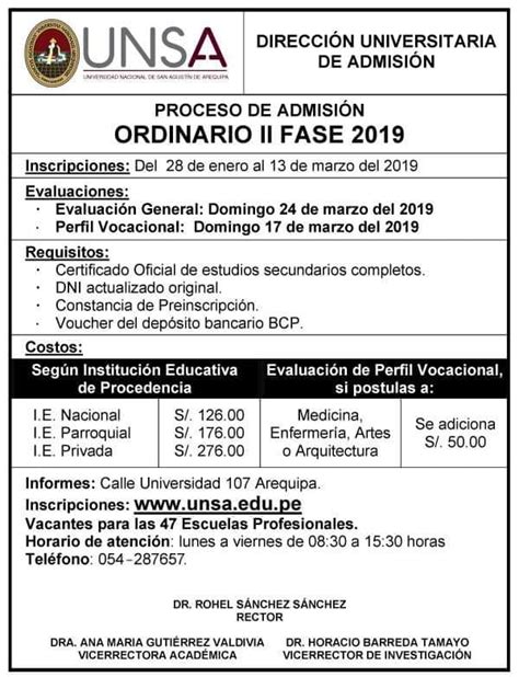 Inscripciones Examen De Admisión Ordinario Ii Fase Unsa 2019 ~ El