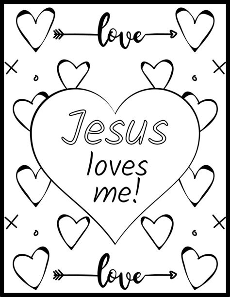 jesus loves  heart coloring page