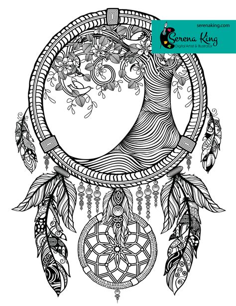 tree dreamcatcher coloring page printable adult coloring pages adult