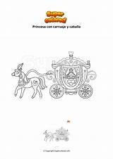 Ausmalbild Kutsche Pferd Carruaje Caballo Prinzessin Colorare Carrozza Principessa Princesa sketch template