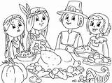 Coloring Pages Thanksgiving Kids Feast sketch template