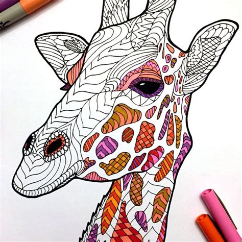 giraffe  zentangle coloring page coloring pages giraffe color