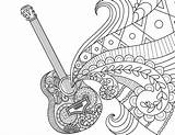 Guitare Coloriage Colorier Mandala Guitar sketch template