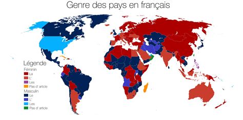 map of how french genders countries of the world boing boing
