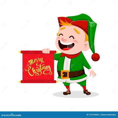 merry christmas funny santa claus helper stock vector illustration