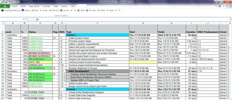 Project Schedule Template In Excel Free Printable