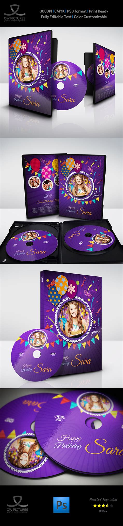 birthday party dvd cover  dvd label template   behance