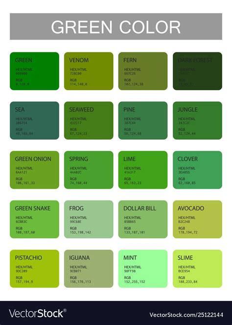 green color codes  names selection  colors  design interior