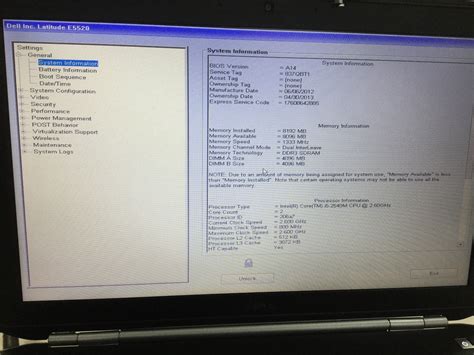 Laptop Dell Latitude E5520 Bios Locked Appears To Function