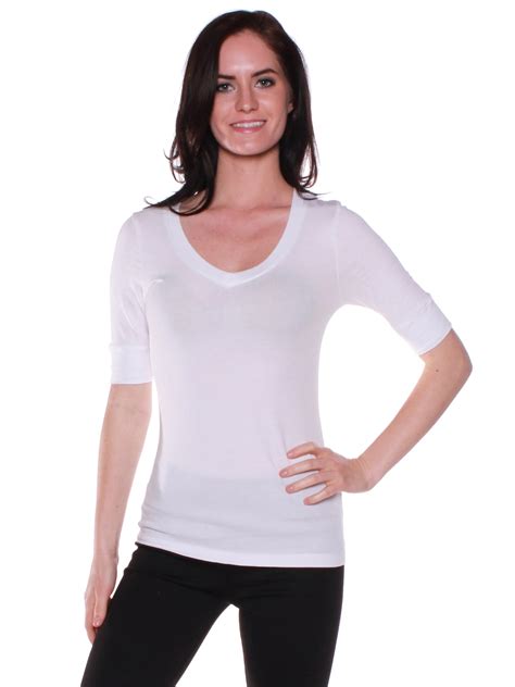essential basic womens cotton blend  neck tee shirt  sleeves white  walmartcom