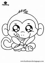 Monkey Coloring Pages Cute Monkeys Cartoon Baby Kids Printable Sock Colouring Print Color Drawing Girl Sheets Template Frozen Valentine Record sketch template