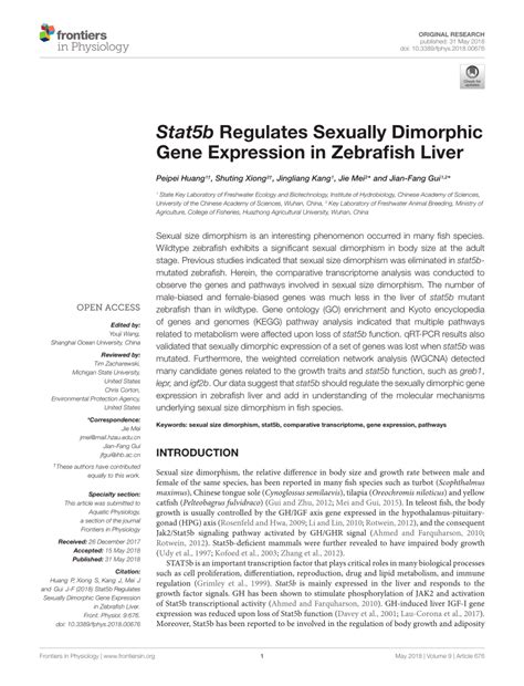 pdf stat5b regulates sexually dimorphic gene expression