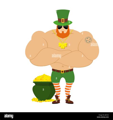 Strong Leprechaun Powerful Big Leprechaun In Green Hat Bodybuilder