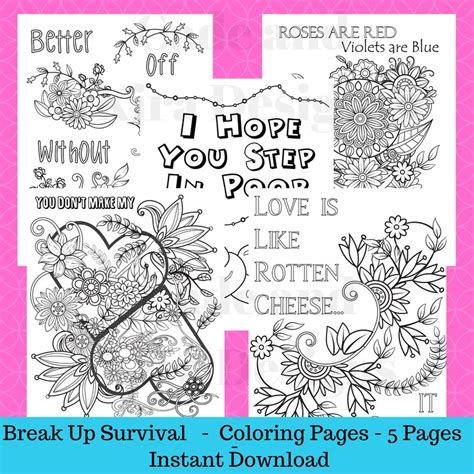 break  survival coloring pages funny break  gift etsy