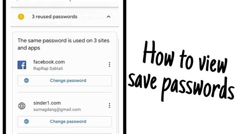 view saved passwords   android youtube