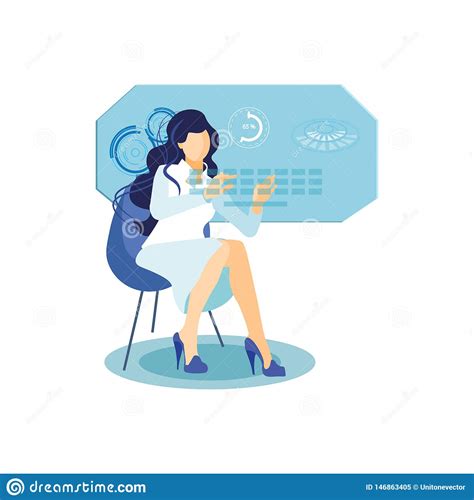 girl with interactive display flat illustration stock vector