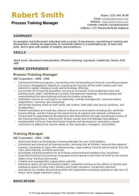 training specialist resume samples qwikresume