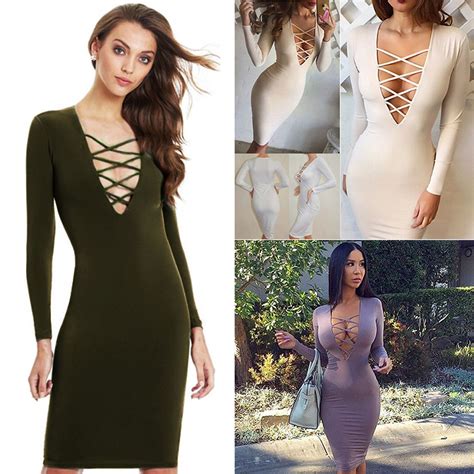 Sexy Women V Neck Cross Open Front Lace Up Long Sleeve
