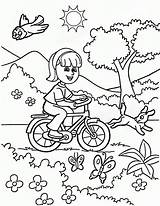 Mewarnai Bermain Sepeda Taman Pemandangan Bersepeda Mewarna Naik Hewan Kemerdekaan Dll Lomba Objek Mengaji Buat Asyik sketch template
