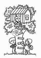Coloring Treehouse Tree House Kids Summer Fun Pages Seasons Print Printables Designlooter 1480 13kb Pdf Drawings sketch template