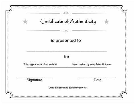 certificate  authenticity template  art inspirational blank