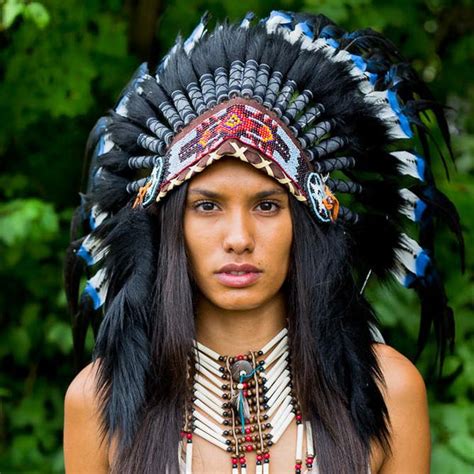 Blue Tips Native American Headdress 75cm Indian Headdress Novum