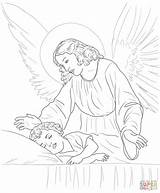 Angel Guardian Coloring Sleeping Child Over Pages Printable Para Colorear Dibujo Un El Catholic Color sketch template