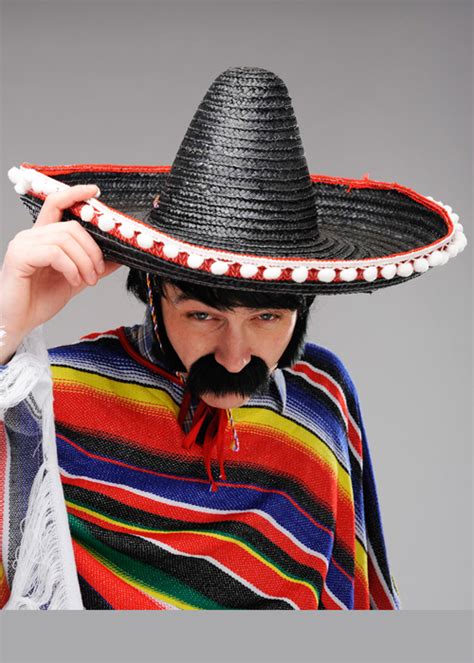 Adult Mens Black Straw Mexican Sombrero