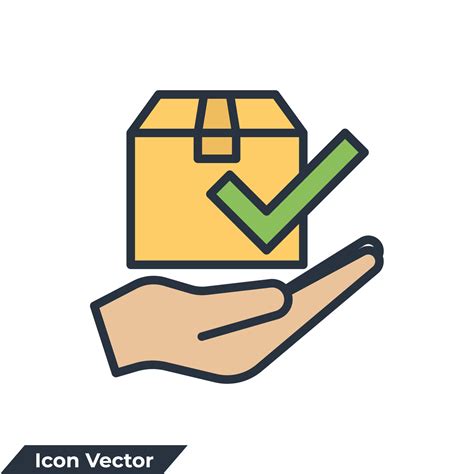 receive package icon logo vector illustration hand  box symbol template  graphic  web